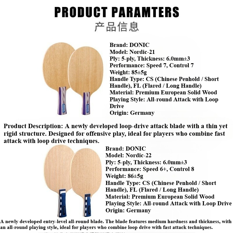 Donic Nordic 21 22 Blade Tenis - Table Tennis Racket ulasan dan harga